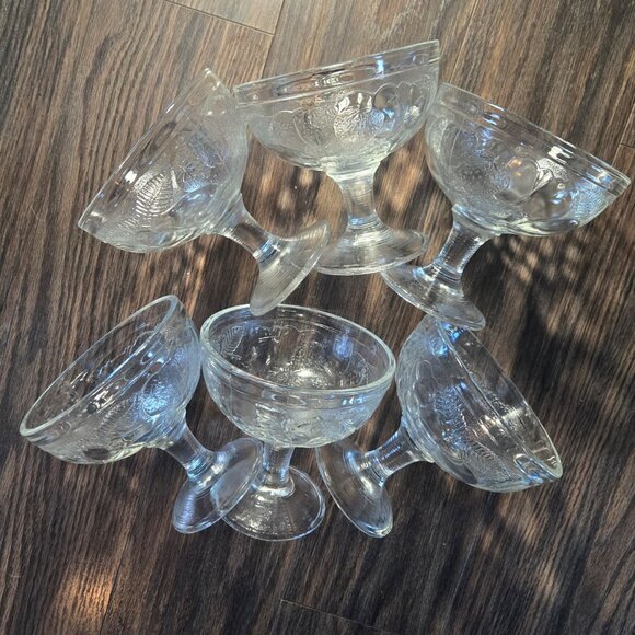 Vintage LUMINARC (France) Set of Six Fruit Pattern Embossed Dessert Cups - Picture 6 of 14